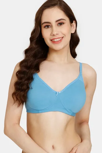 Buy Rosaline Everyday Double Layered Non Wired 3/4th Coverage T-Shirt Bra - Alaskan Blue